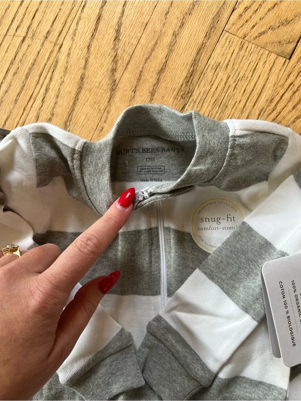 Burt's Bees Baby Gray & White Patterned Footed Pajama Set (3-Pack)